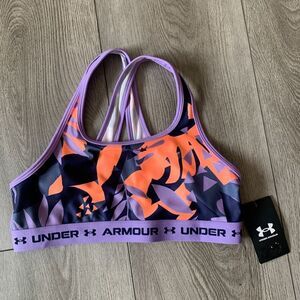 Under Armour girls crossback mid printed sport bra